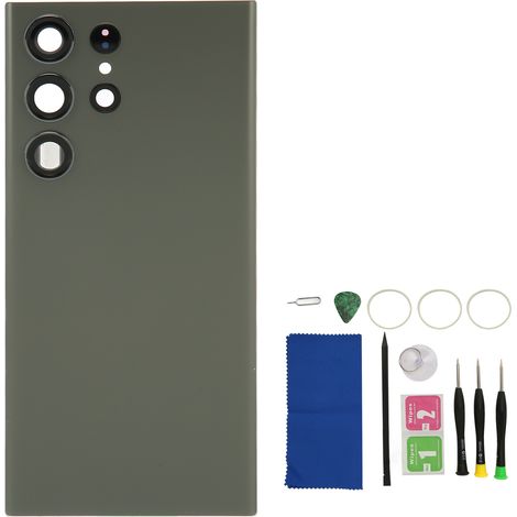 Verre arrière pour S23 Ultra vert, coque en verre avec objectif d'appareil photo préinstallé, protection parfaite pour dos de téléphone, remplacement de porte en verre. (1/5)