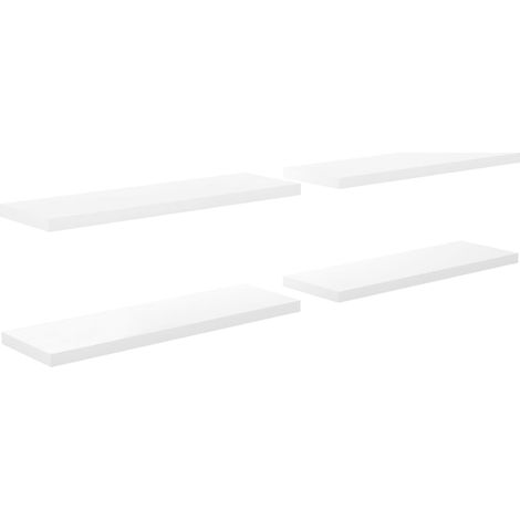 Étagère murale 4 pcs，Étagère flottante Blanc brillant 120x23,5x3,8cm MDF CFW28397 (1/5)