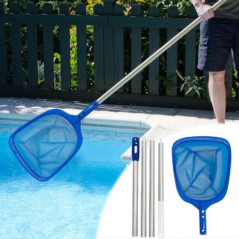 Écumoire de piscine, perche télescopique en aluminium à quatre sections, filet en nylon fin, 160 cm – compatible avec les perches standard (1/5)