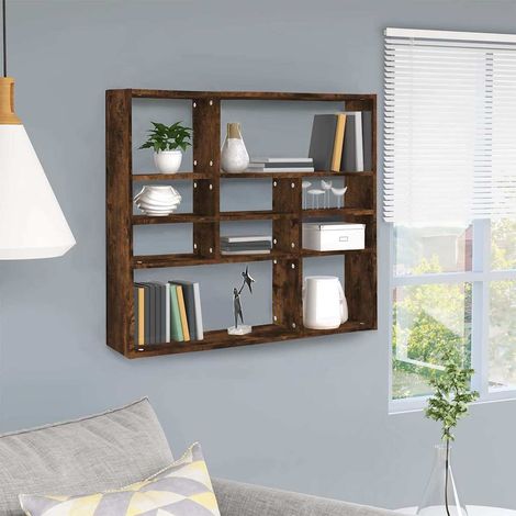vidaXL Mensola a Muro Rovere Fumo 90x16x78 cm in Legno