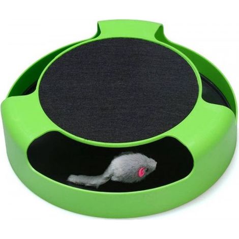 Jouet interactif pour chat avec piste circulaire, souris et griffoir (1/2)