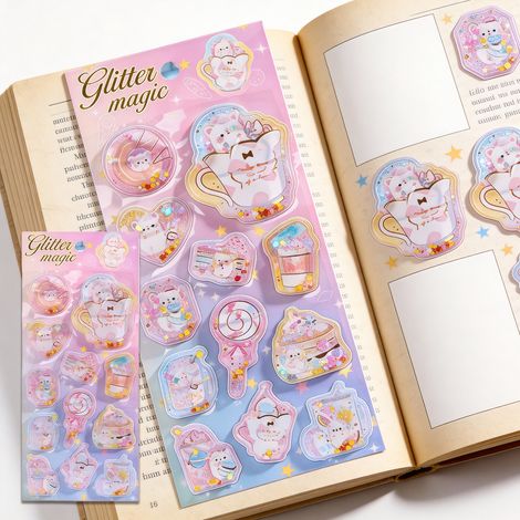 Cartoon 3D Shaking Stickers, PVC material, various cute shapes, soft and fresh color schemes, decorative stickers for journals -- Cartoon 3D Shaking Stickers (04) -- BIEMMEDUE (1/5)