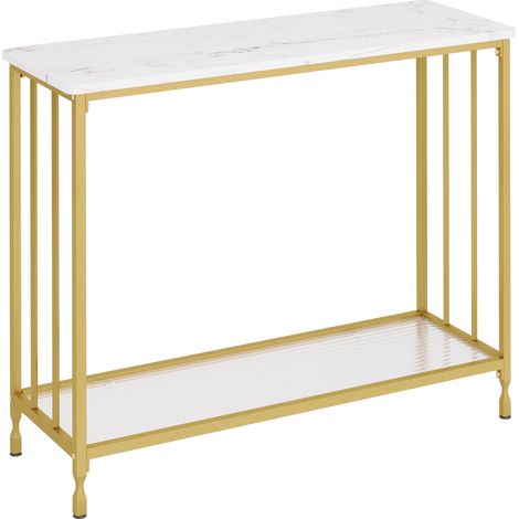 Table Console Style Industriel, 2 étagères ouvertes, Table de Salon & Couloir pour Rangement & Décoration, Couleur Classique,105 cm (1/5)