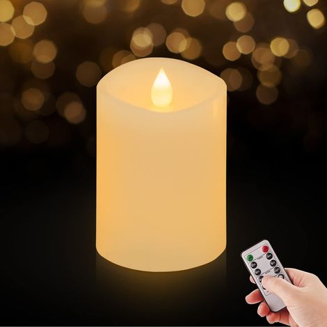 XEPHO Bougies à piles 3x4 avec minuterie, bougie sans flamme de 10 cm avec télécommande (1/5)