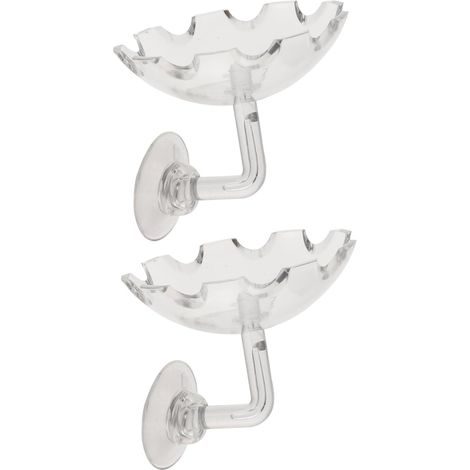 Clear Acrylic Aquarium Shrimp Feeding Tray with Suction Cup, Easy to Clean, Set of 2 Decorative Bowls for Fish and Reptiles (1/5)