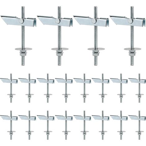 20 Pièces M6x100mm Chevilles à Bascule Poids Lourd Cheville Parpaing Creux en Acier Galvanisé au Carbone pour Pour Suspendre des Objets Lourds au Plafond ou Au mur (1/5)