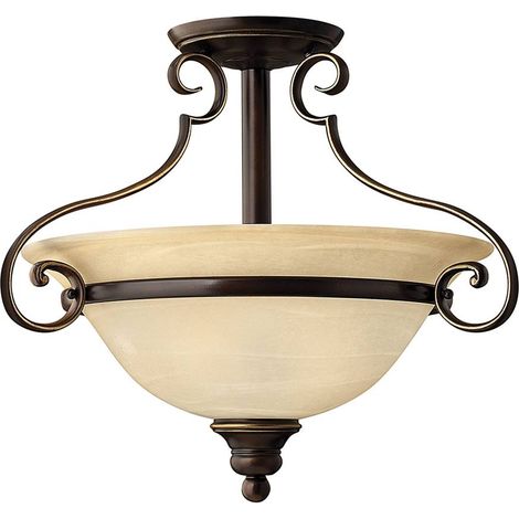 Elstead Cello - 2 Licht Semi Flush Deckenleuchte Antik Bronze, E27 (1/5)