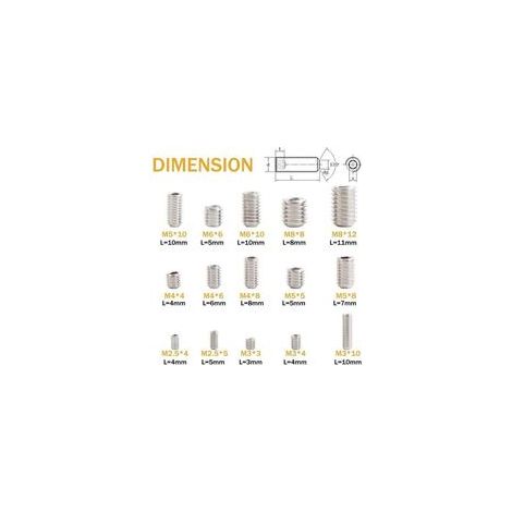 Kit de 300 tornillos de cabeza hexagonal, XU, acero inoxidable, M2.5M8 (1/4)