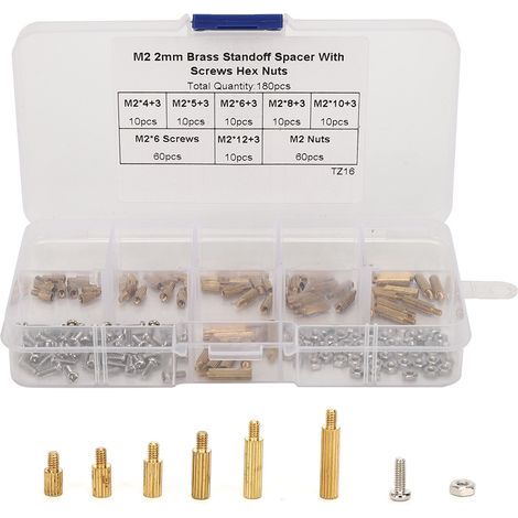 180-teiliges Set aus Kohlenstoffstahl-Halterungen, Schrauben, Muttern und verschiedenen Befestigungselementen mit M2-Box (1/5)