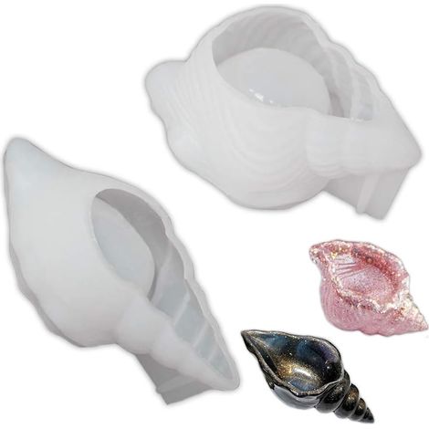 Moule En Silicone Forme De Coquillage - Pour Coulée Résine Époxy - Pour Fabrication De Plateaux Bijoux Décoration Maison - 2 Pièces (1/5)