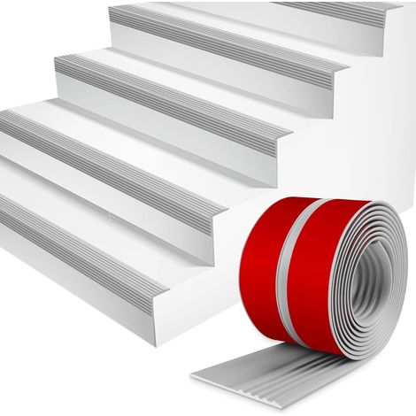 Nez de marche en forme de L - Autocollant - Protection de nez de marche - Étanche - Antidérapant - Pour escaliers intérieurs et extérieurs (1/5)