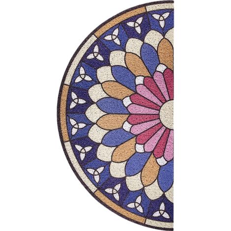 Tapis D’Entrée Demi-Cercle 80X40 CM en PVC Antidérapant Tapis de Sol Enroulé pour Intérieur Résistant à la Poussière Adapté Salle de Bain Cuisine (1/5)