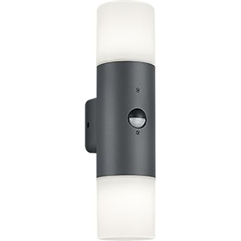 HOOSIC APPLIQUE LED CILINDRO ANTRACITE E DOPPIO DIFF. BIANCO CON SENSORE DI MOVIMENTO H.33 CM 2 LUCI ATTACCO E27 (1/3)