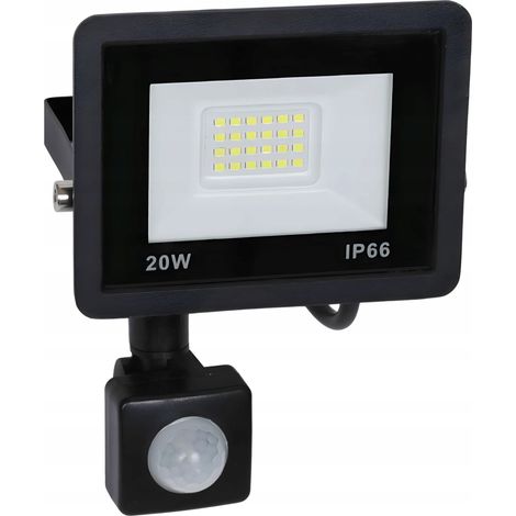 Projecteur halogène LED 20W avec détecteur de mouvement et allumage automatique crépusculaire pour usage extérieur, indice de protection IP66 (1/5)