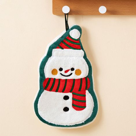 Serviette De Main Flock - Absorption Rapide - Décor Festif Noël - Boucle De Suspension - Pour Cuisine Et Salle De Bain - Lot De 1 (1/5)
