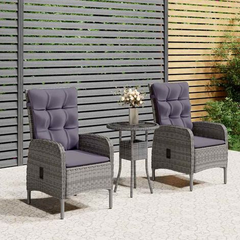 Ensemble de bistro de jardin 3 pcs-Salon de jardin bistro Résine tressée Gris 953797 (1/5)