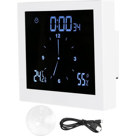 Horloge de douche TS-WP10, minuterie innovante, thermomètre étanche, hygromètre, fourniture de salle de bain (blanc)