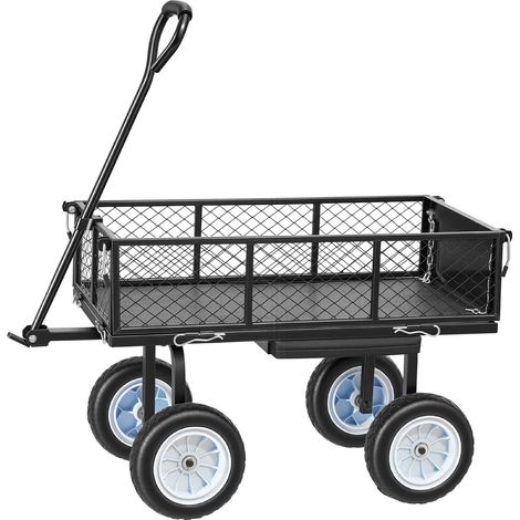 Chariot de Jardin avec Siège, 226,8 kg, Tabouret de Jardin Roulant en Acier, avec Plateau à Outils et Poignée Réglable, pour Pelouse, Patio, Jardin, Noir (1/5)