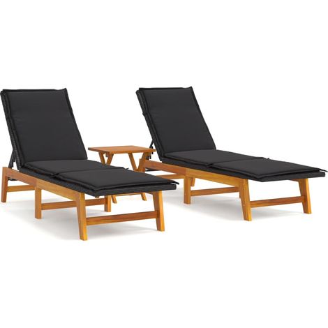 Maison Exclusive - 3-tlg. Garten-Lounge-Set Poly Rattan & Massivh