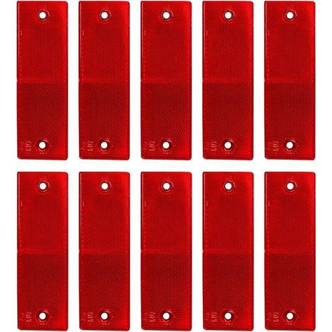 Segnale di avvertimento riflettente, catarifrangenti di sicurezza, catarifrangenti per rimorchi, catarifrangenti per camion, per camion, roulotte, camper, barche, biciclette, 10 pezzi, rosso, 14,8 x 4