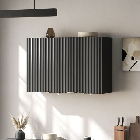 Armario de pared de cocina con 3 puertas, 90 x 29 x 60 cm, MDF, negro OKMYHOME (1/5)