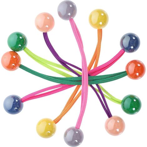Lot de 12 élastiques à cheveux pour queue de cheval, boules de poils, chouchous, accessoires pour cheveux élastiques-12.00X1.50X1.50CM