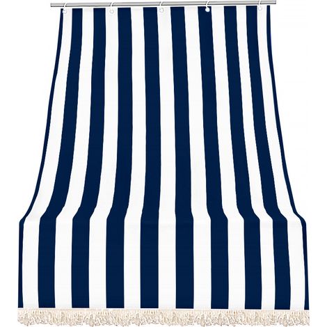 Tenda da sole tessuto resistente per esterno con anelli lavabile frange pizzo Blu - 140x250 cm (1/3)