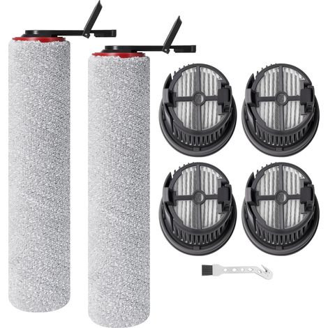 Lot de 2 rouleaux de brosse de rechange pour aspirateur sec et humide Mova M50 Ultra/X4 Pro/X4 Plus, 2 rouleaux de brosse, 4 filtres à sec, 1 brosse de nettoyage (1/5)
