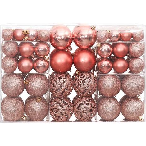 vidaXL Boules de Noël 100 pcs rose et rosé 3 / 4 / 6 cm (1/5)