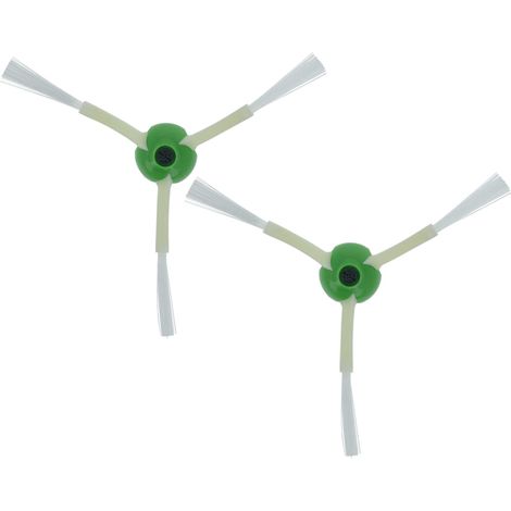 vhbw 2x spazzola laterale compatibile con iRobot Roomba i7 Plus, i7, i7+, E6, E5, E7 robot aspirapolvere - Set spazzole, bianco / verde