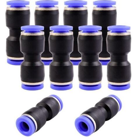 10 Pièces - Connecteurs Pneumatiques - Raccords Push In - Couplage Rapide Droit 7 Mm Pour Air Comprimé Résistant À La Pression Noir Et Bleu 7x2 Cm (1/5)