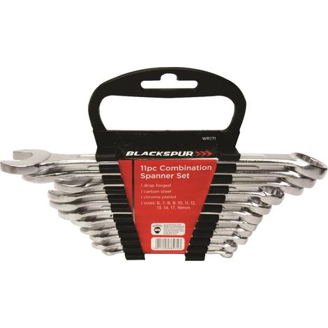 SPANNER SET 11PC COMBINATION METRIC WRENCH RING & ON RACK 6-19MM WR271