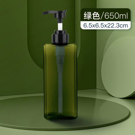 (Vert 650 ml - 1 pièce) Nouveau distributeur de savon vide pour salle de bain, flacon à pompe en PETG, pour shampoing, gel douche ou après-shampoing, 250/450/650 ml (1/5)