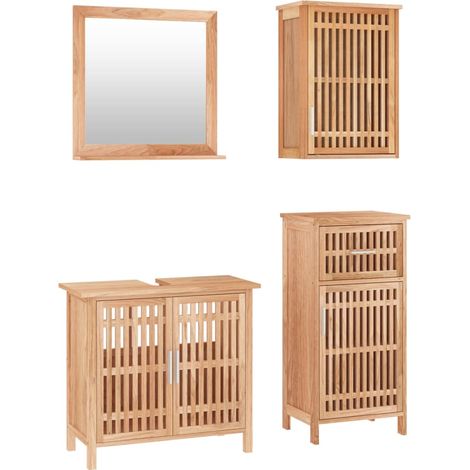 Maison Exclusive - Set Mobili da Bagno 4pz in Legno Massello di Noce