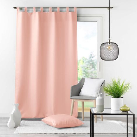 Rideau à passants 140x260 cm – uni rose poudré – polyester Essentiel
