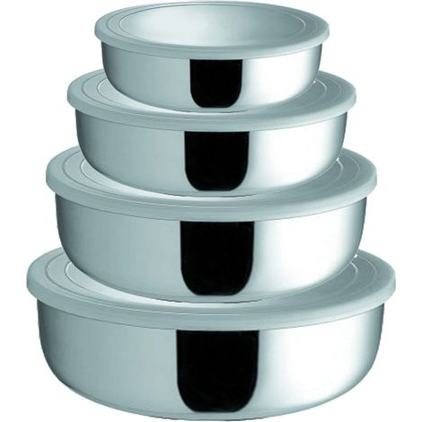 Edelstahl-Schüsseln-Set, 8-teilig, mit/ohne Seitenwand