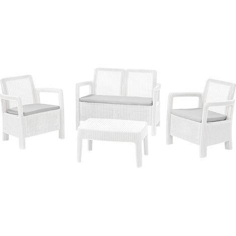 KETER Conjunto de Jardín EXTERIOR TARIFA LOUNGE sofá + sillones + mesa color grafito resina alta resistencia terraza sillas (1/5)