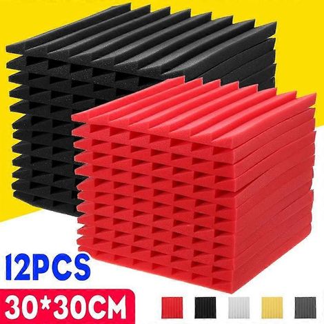 Lot de 12 panneaux en mousse acoustique 300 x 300 x 25 mm pour studio d'insonorisation coussinets d'insonorisation traitement acoustique bande d'étanchéité en mousse (1/2)