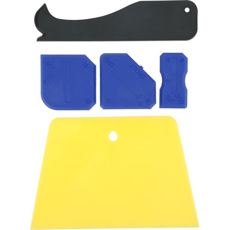 Kit de 5 pièces pour mastic plastique : raclette, spatule, outil de couture et d'embellissement pour joints de moulures et de coulis.