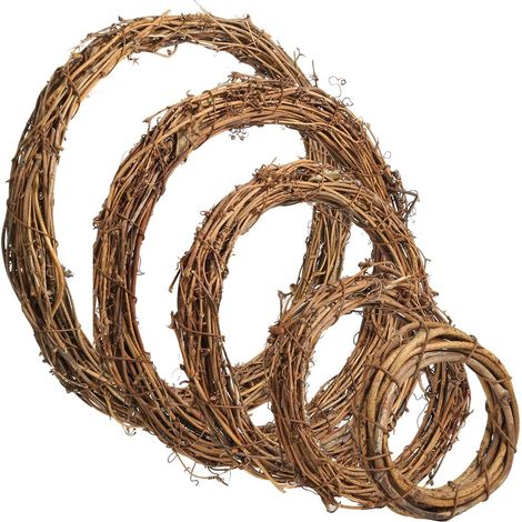 5 Pièces Couronnes de Vigne Naturelle Couronnes de Vigne Bricolage Artisanat Couronne de Vigne pour Décoration de guirlande de printemps de Pâques Couronne Fête Mariage (8, 12, 20, 25, 30 cm) (1/5)
