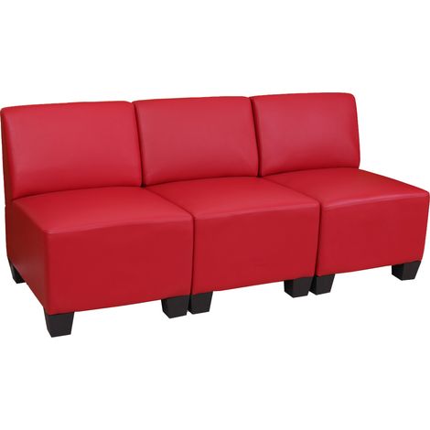 [NON UTILIZZATO] Salotto modulare componibile lounge moderno Lione N71 ecopelle divano 3 posti senza braccioli rosso