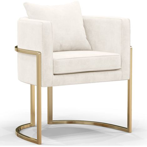 Chaise de salle à manger - Avec accoudoirs - Revêtue de velours - Giorgia Blanc (1/5)