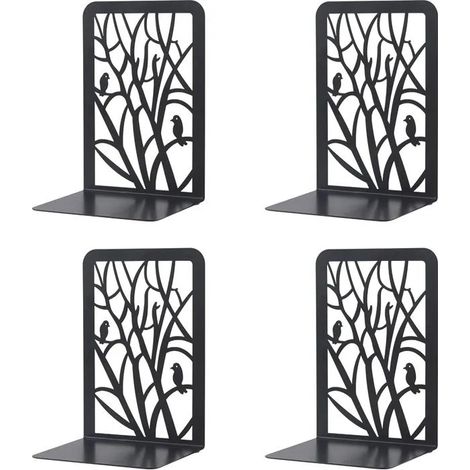 Serre-Livre Metal,2 Paires Serre-Livres Enfants,D'arbre Serre-Livres Design(Noir) (1/5)