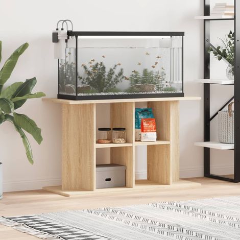 Meuble Aquariums Support Chêne Clair 100 X 40 cm. 1 étagère Support solide et stable pour aquariums (1/5)
