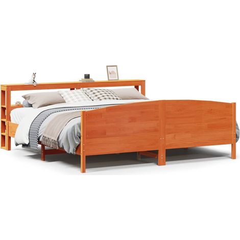 Maison Exclusive - Cadre de lit sans matelas cire marron 180x200cm bois pin massif (1/5)