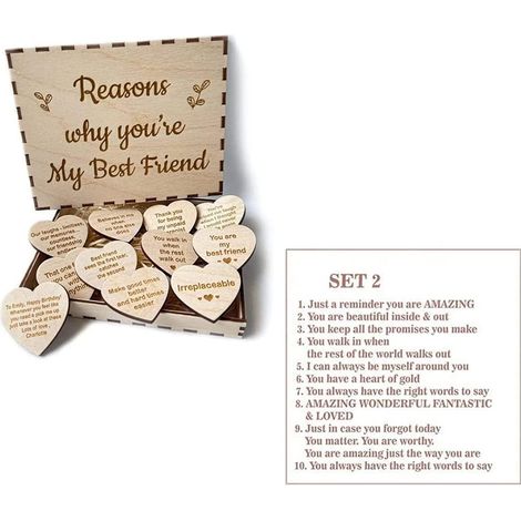 Boîte Cadeau Bois Personnalisée Cœur Gravé - Idée Cadeau Amitié Unique pour Meilleure Amie - Écrin en Bois (1/5)