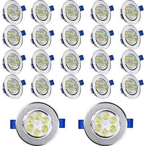 Naizy – Spot encastrable LED 3W blanc chaud – Lot de 20 – Ø80mm – Aluminium – 270 lumens – Tension 110-240V – Installation facile - 20x3W (1/5)