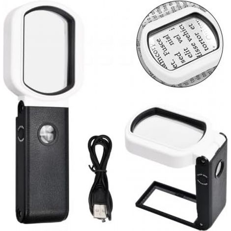 Loupe de lecture 25X/10X : Loupe portable avec 9 LED et support intégré pour la lecture de bijoux, de médailles et de textiles. (1/5)