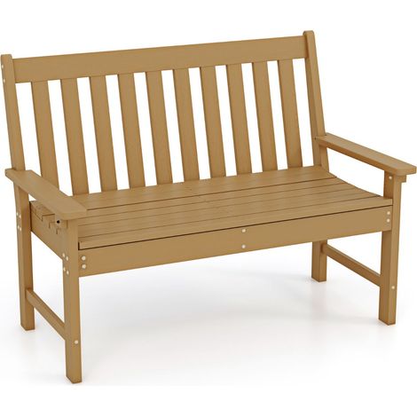 Panca da giardino in HDPE 132 x 65 x 91 cm portata 320 kg seduta curva e schienale ergonomico color caffè 200010547