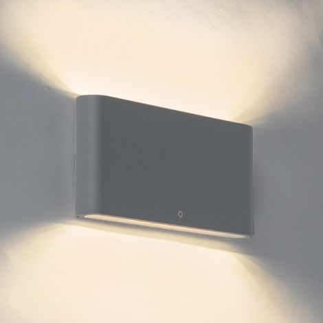 Qazqa – Applique murale extérieure LED IP65 – 2 lumières – Aluminium gris foncé – 686 lumens – 30 000 heures de durée de vie (1/5)